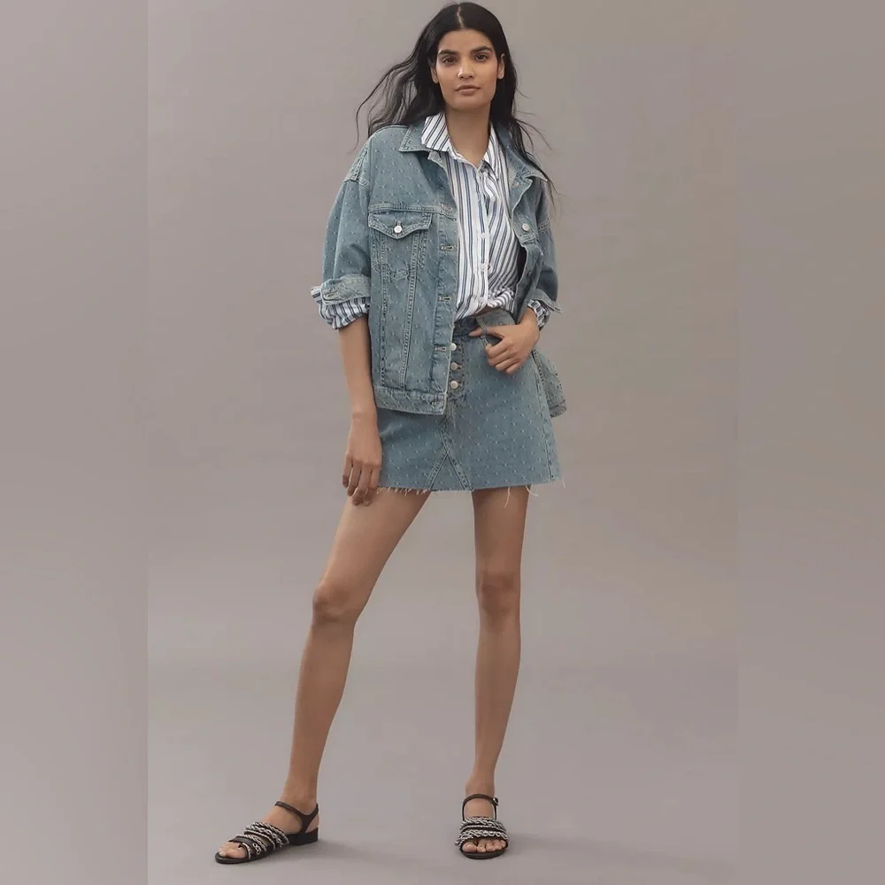NWT! Anthropologie Pilcro Jacquard Denim Mini Skirt - Multiple 🎤